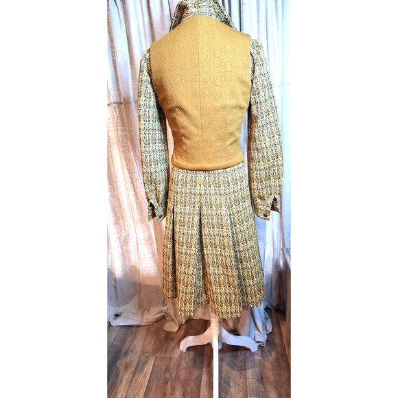 1960s 70s Vintage Dress w Vest Long sleeve Hand Made - Picture 6 of 12
